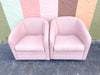 Pair of Pink Chic Upholstered Swivel Chairs