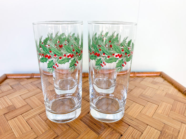Set of Four Holly Glassware