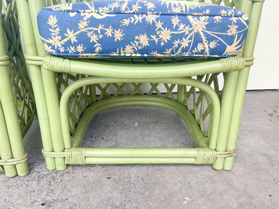 Pair of Ficks Reed Green Barrel Chairs