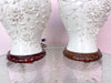 Pair of White Icing Flower Ginger Jar Lamps