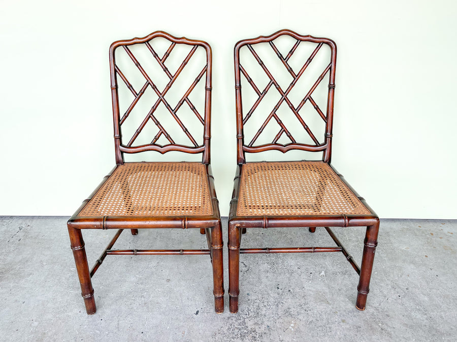 Pair of Faux Bamboo Chippendale Chairs