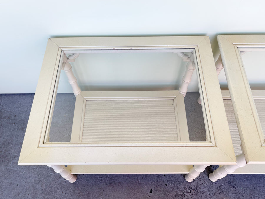 Pair of Faux Bamboo Fretwork Side Tables
