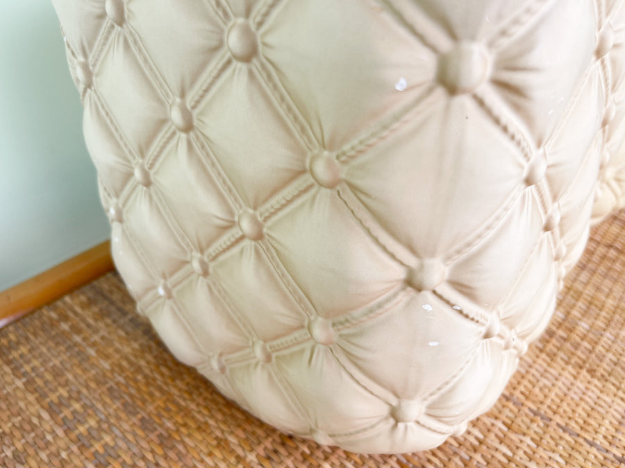 Pair of Ceramic Draper Style Quilted Lamps
