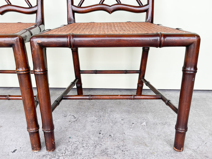 Pair of Faux Bamboo Chippendale Chairs