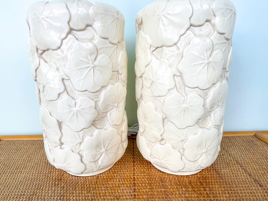 Pair of Plaster Seagrape Lamps