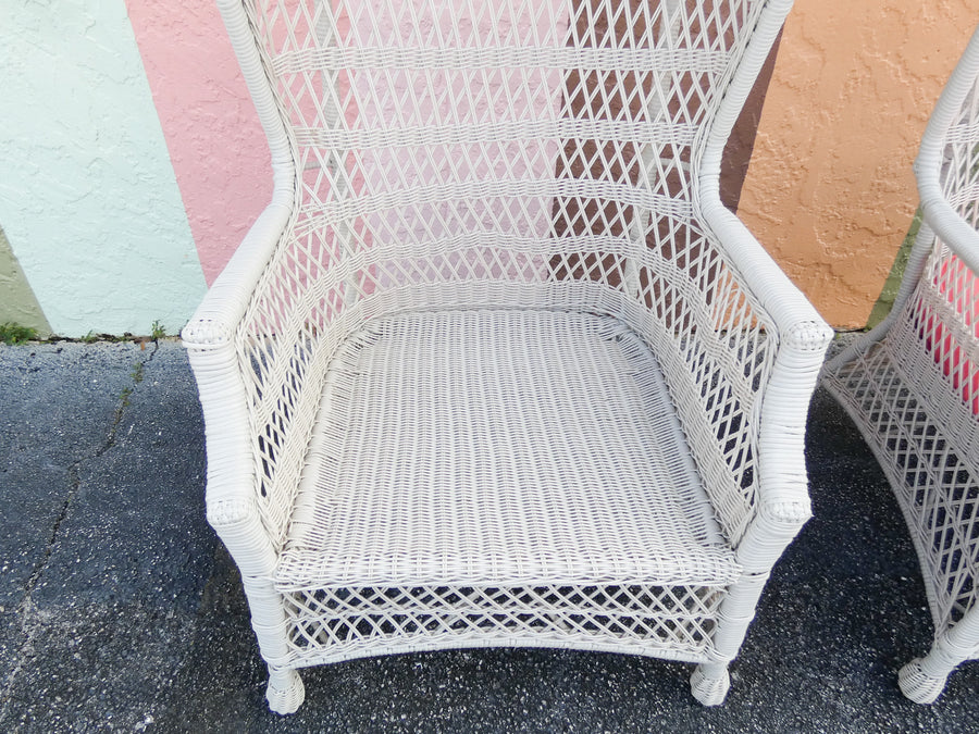 Pair of Island Chic Rattan Hooded Chairs