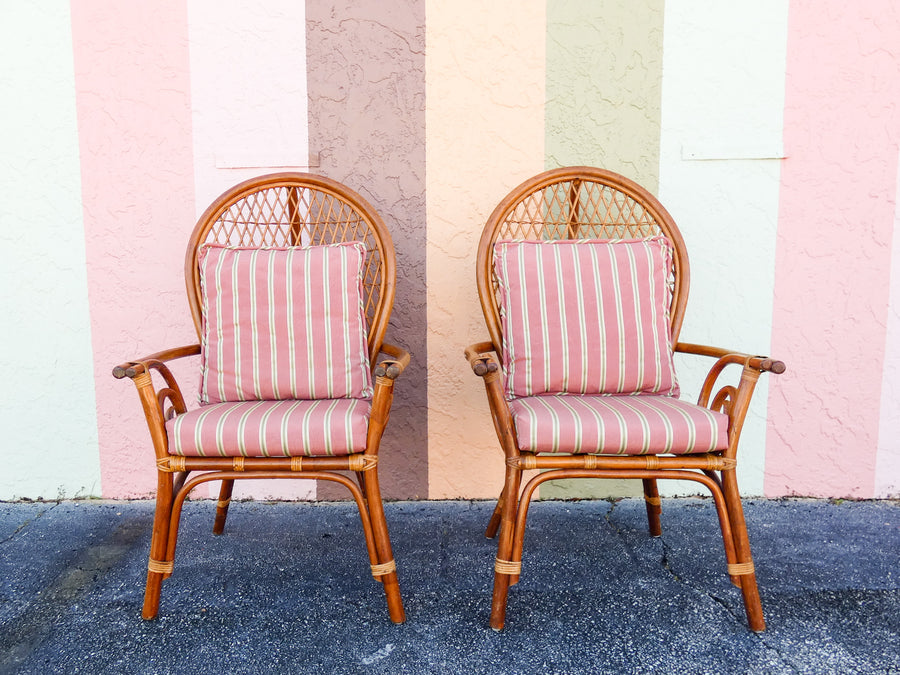 Pair of Rattan Balloon Back Chairs