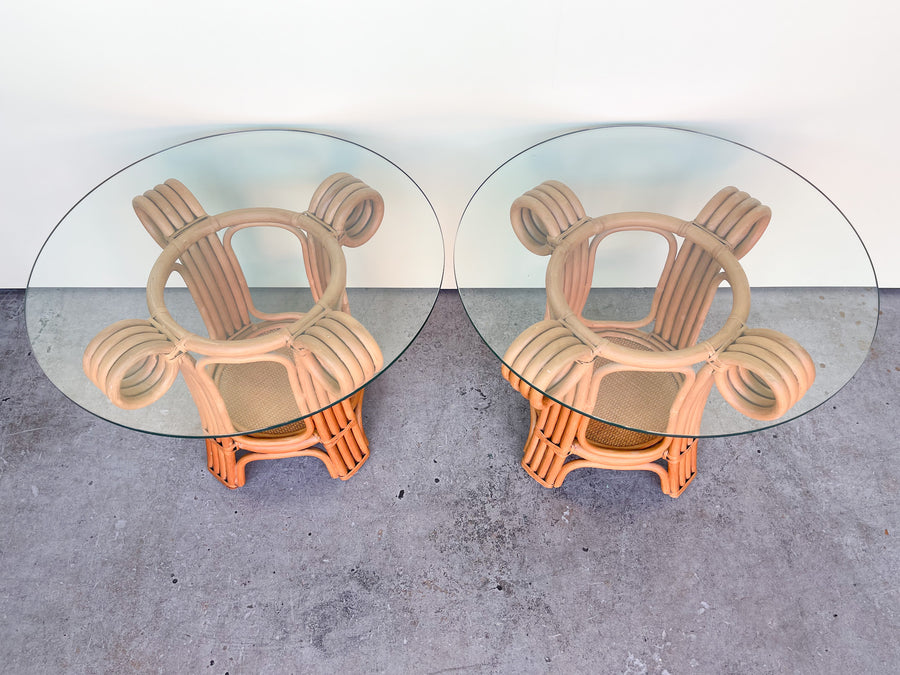 Pair of Island Whimsy Rattan Side Tables