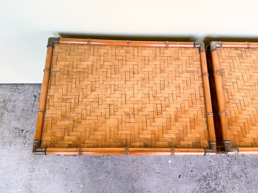 Pair of Island Style Woven Rattan Nightstands