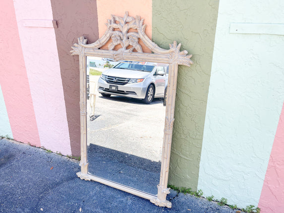 Elegant Carved Asparagus and Flower Mirror