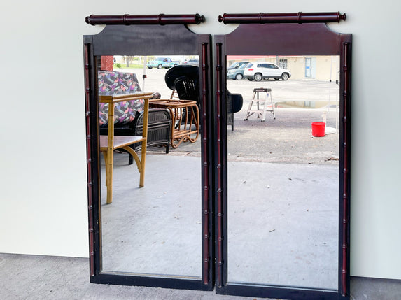 Pair of Faux Bamboo Mirrors