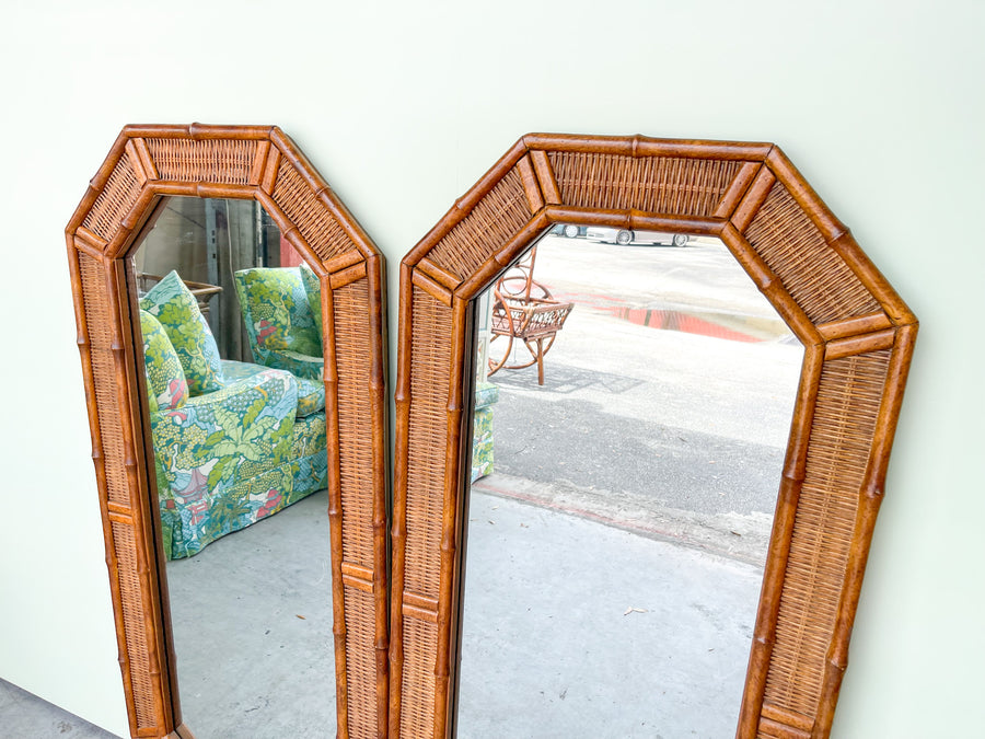 Pair of Faux Bamboo Octagon Mirrors
