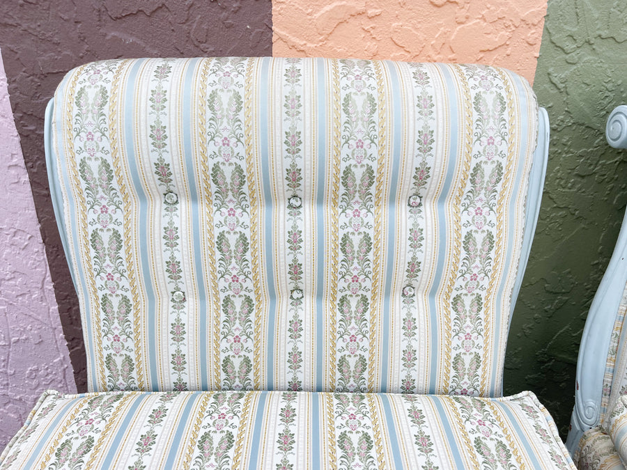 Pair of Granny Chic Upholstered Slipper Chairs