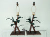 Pair of Metal Banana Leaf Lamps