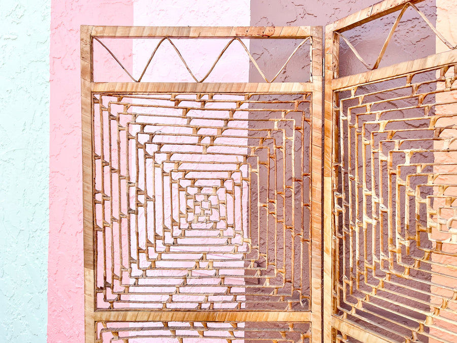 Buri Rattan Geometric Screen