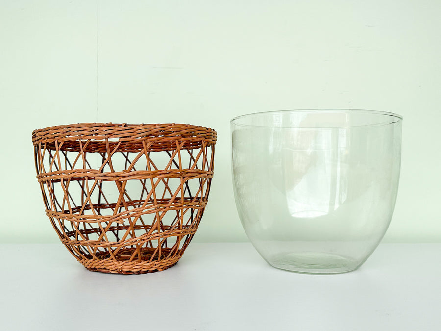 Pair of Rattan Wrapped Snack Bowls
