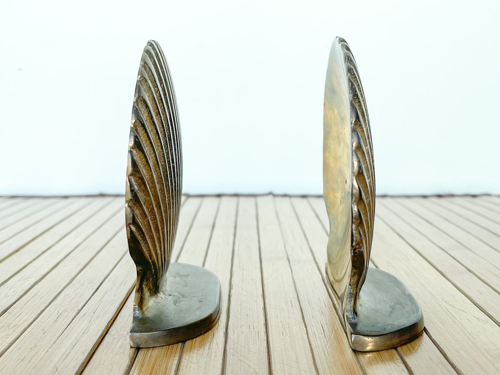 Accents, Vintage Solid Brass Seashell Bookends