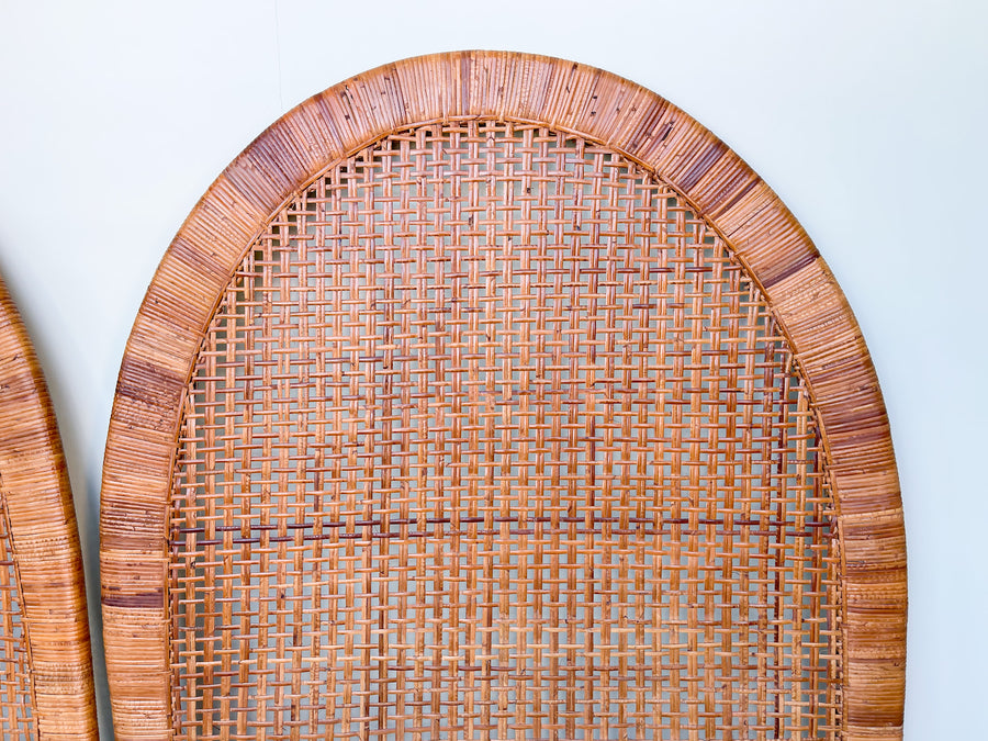 Pair of Arched Rattan Twin Headboards