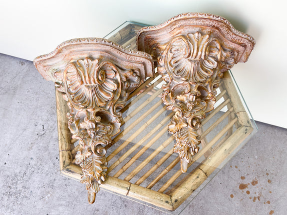 Pair of Hollywood Regency Wall Shelves