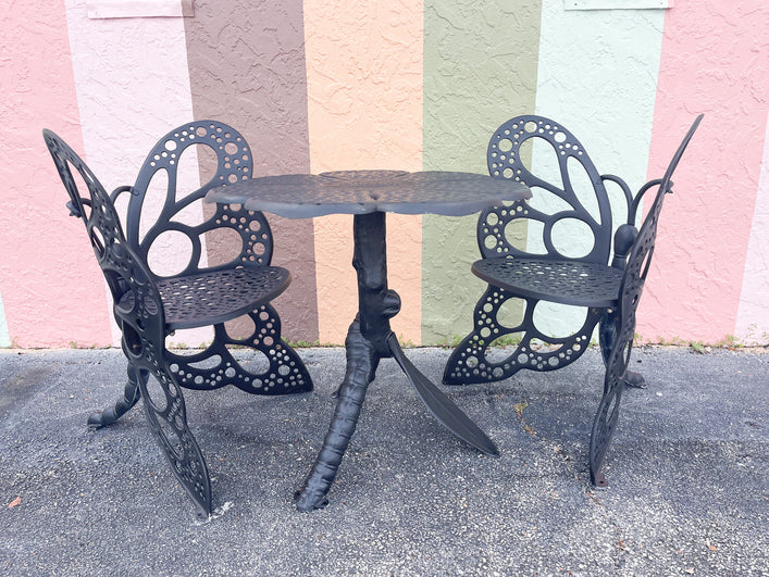 Sweet Butterfly Wrought Iron Bistro Set