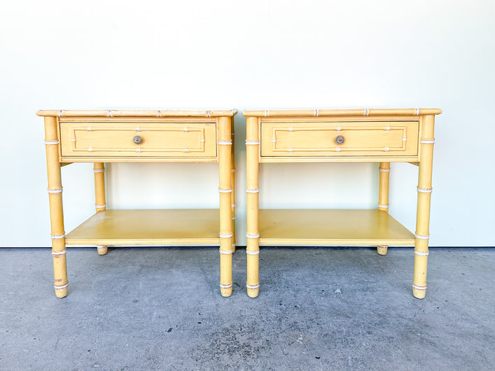 Pair of Faux Bamboo Thomasville Nightstands