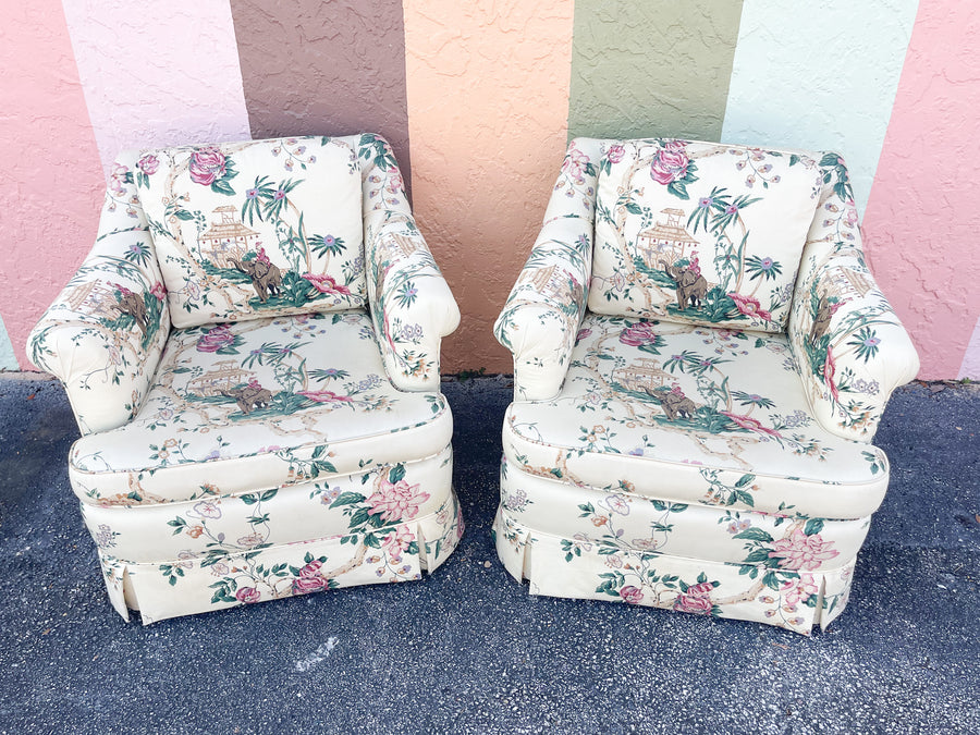 Pair of Perfect Pagoda Upholstered Chairs