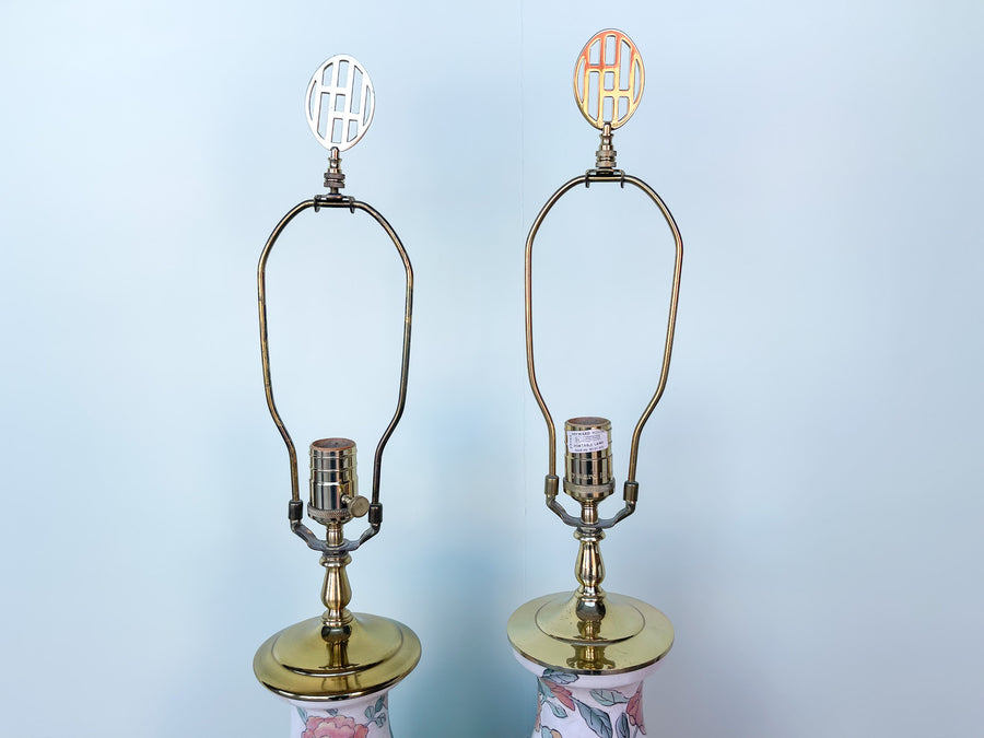 Pair of Peachy Floral Lamps
