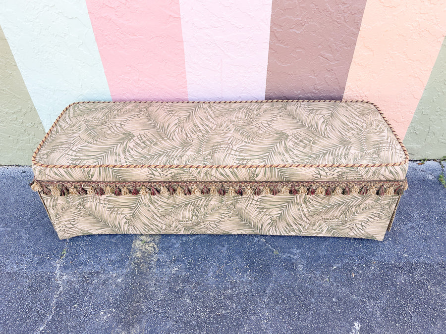Palm Print Upholstered Bench