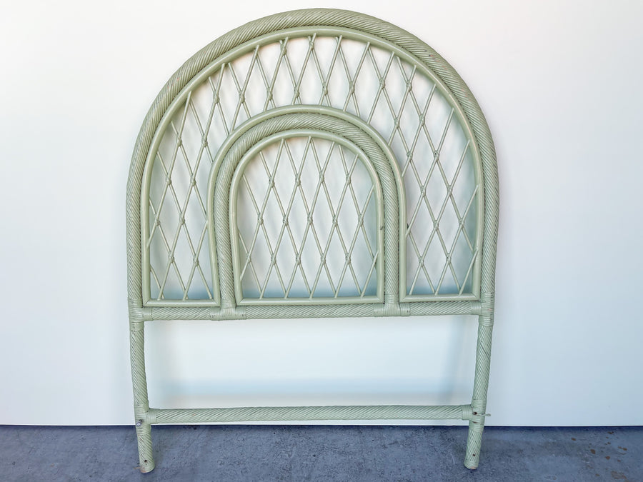 Pair of Seafoam Rattan Twin Headboards