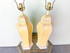Pair of Faux Bamboo Yellow Lamps