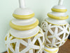 Pair of Fretwork Yellow Lamps