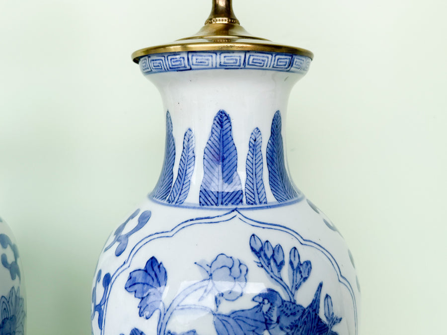 Pair of Blue and White Chinoiserie Lamps