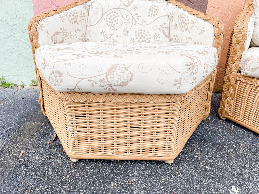 Pair of Braided Rattan Hex Chairs
