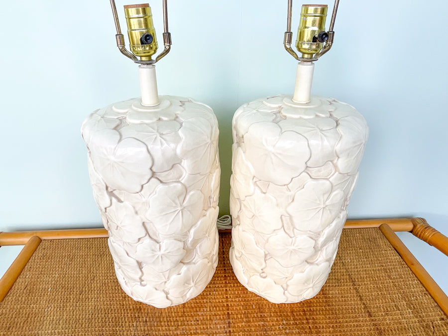 Pair of Plaster Seagrape Lamps