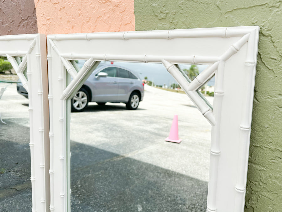 Pair of Faux Bamboo Cut Out Mirrors