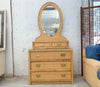 Woven Rattan Wrapped Dresser with Mirror