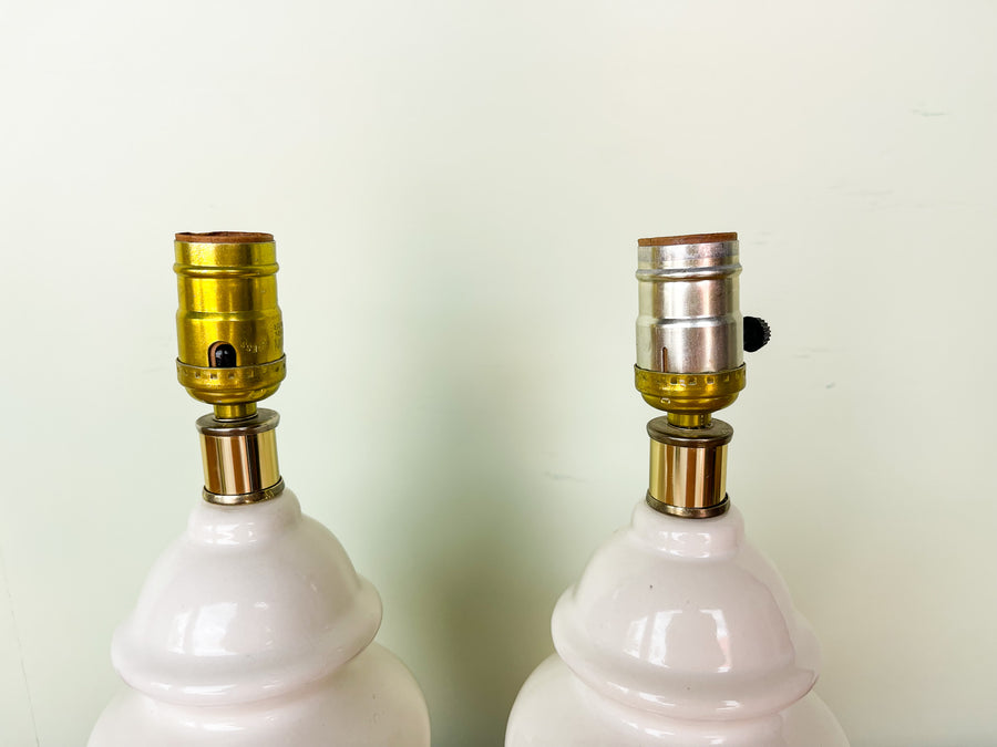 Pair of Sweet Petite White Ginger Jar Lamps
