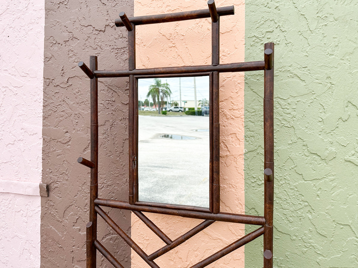 Tortoiseshell Rattan Chippendale Hall Tree