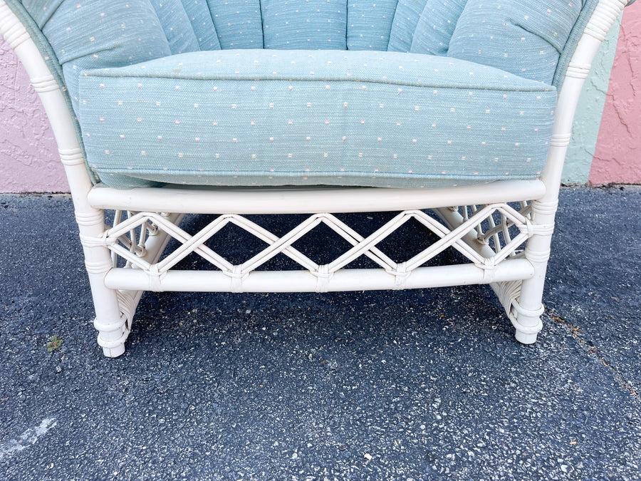 Oversized Ficks Reed Lattice Rattan Lounge Chair