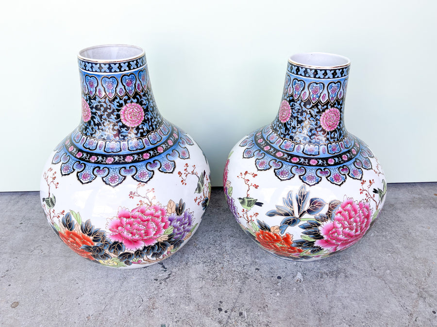 Pair of Huge Floral Vases