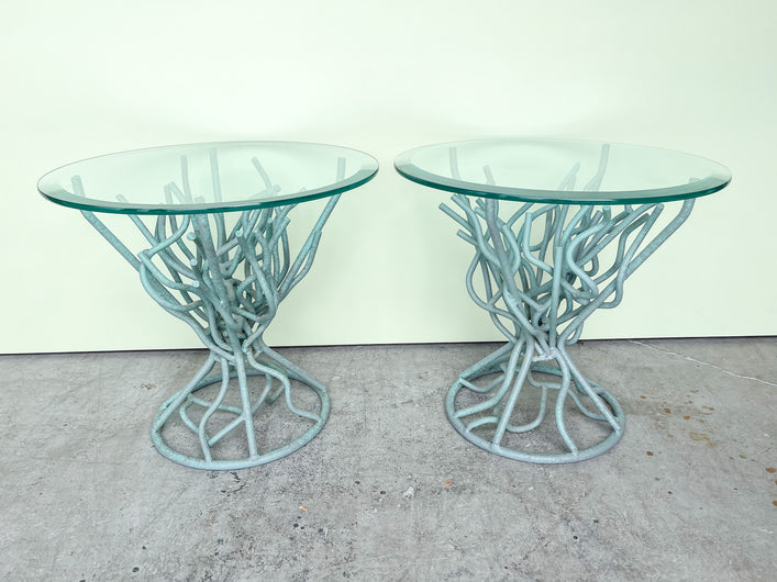 Pair of Faux Coral Iron Side Tables