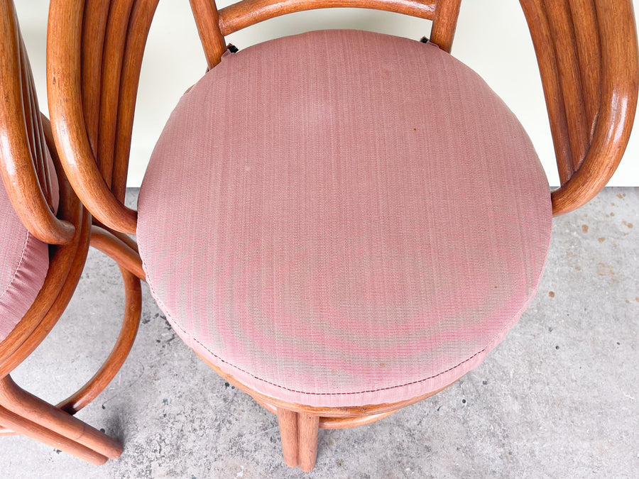 Pair of Rattan Barrel Counter Stools