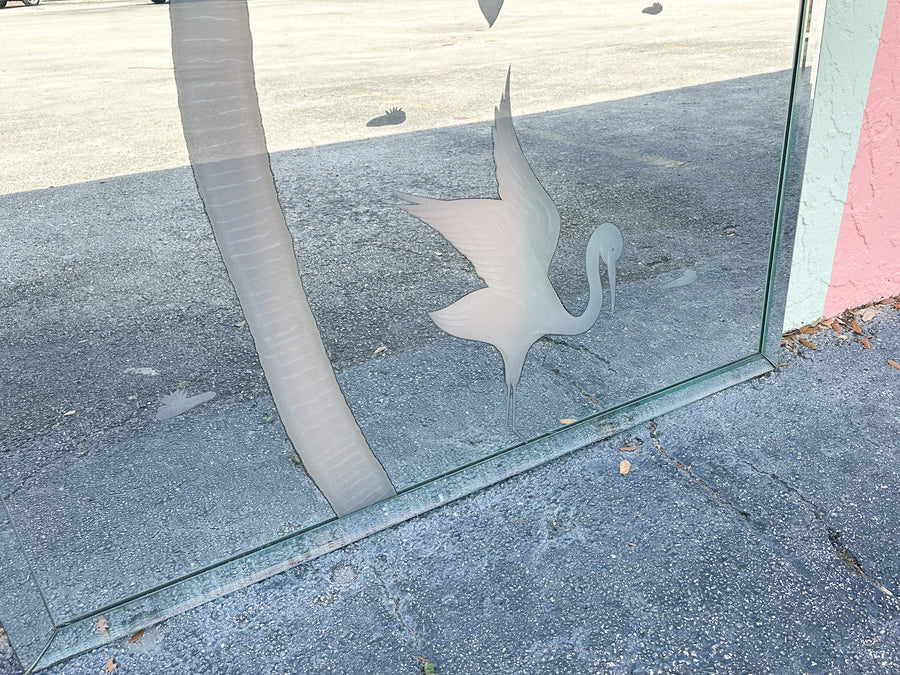 Large Heron and Palm Mirror