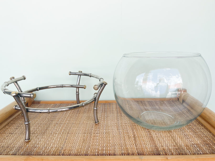Faux Bamboo Silver Punch Bowl