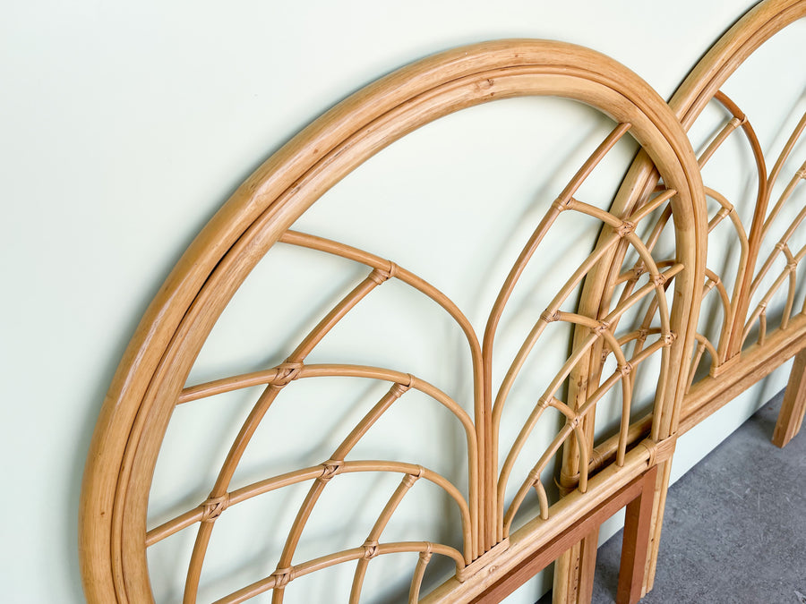 Pair of Arch Rattan Twin Headboards