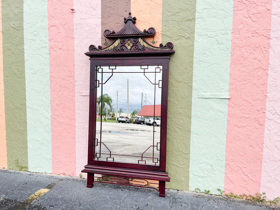 Giant Fretwork Pagoda Wood Mirror