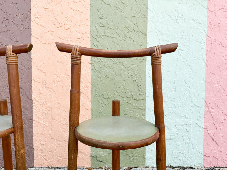 Pair of Old Florida Rattan Plant Stands