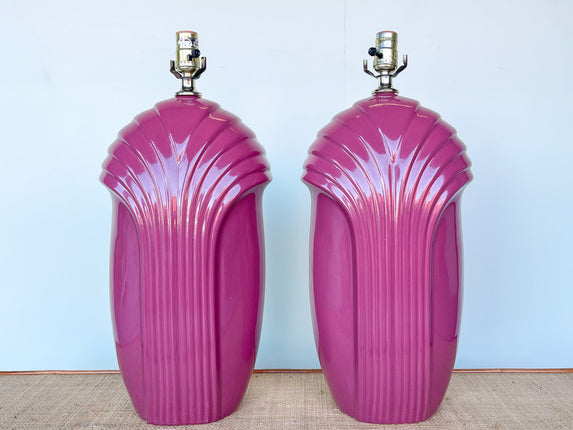 Pair of 80s Chic Raspberry Lamps