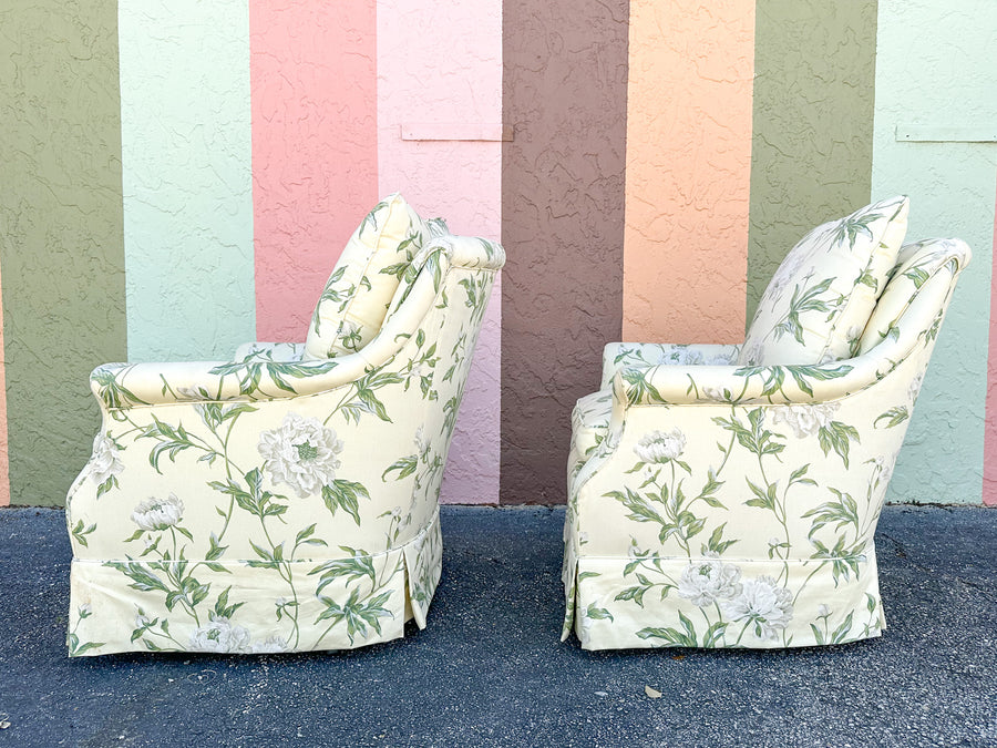 Pair of Cute Upholstered Swivel Chairs