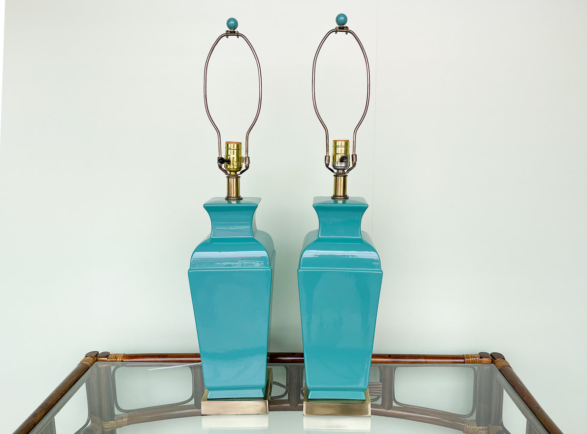Pair of Ocean Teal Lamps